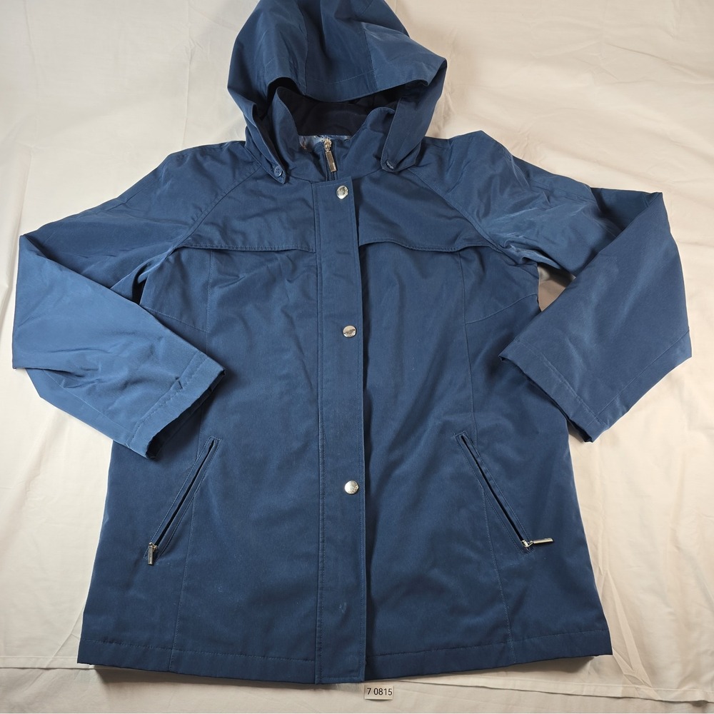 Vintage Nautica Womens Jacket Size M Hooded Coat Sailboats Lined Zip Pockets